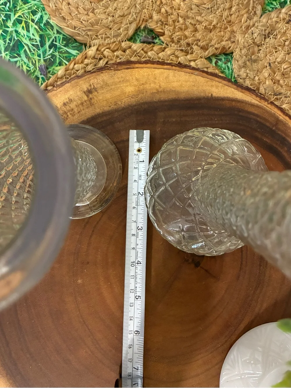 Clear Diamond-Texture Glass Bud Vases - Set of 2